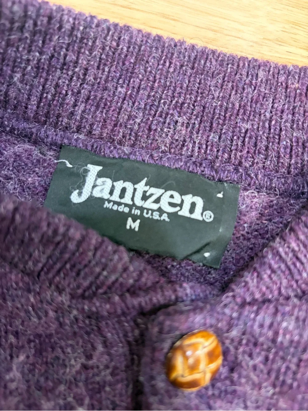 JANTZEN Vintage 100% Wool Purple Teal Pullover Sweater‎ Grandpa Cabin Winter